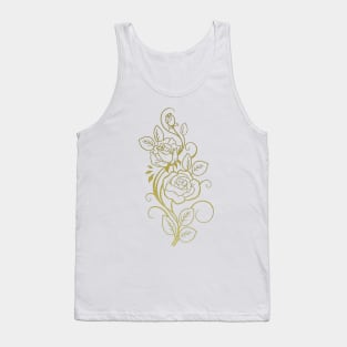 Gold Toned Roses Outline Bouquet Tank Top